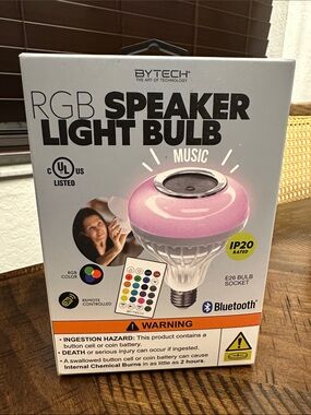 BYTECH RGB Speaker Light Bulb - Pink - Bluetooth Music LED Bulb